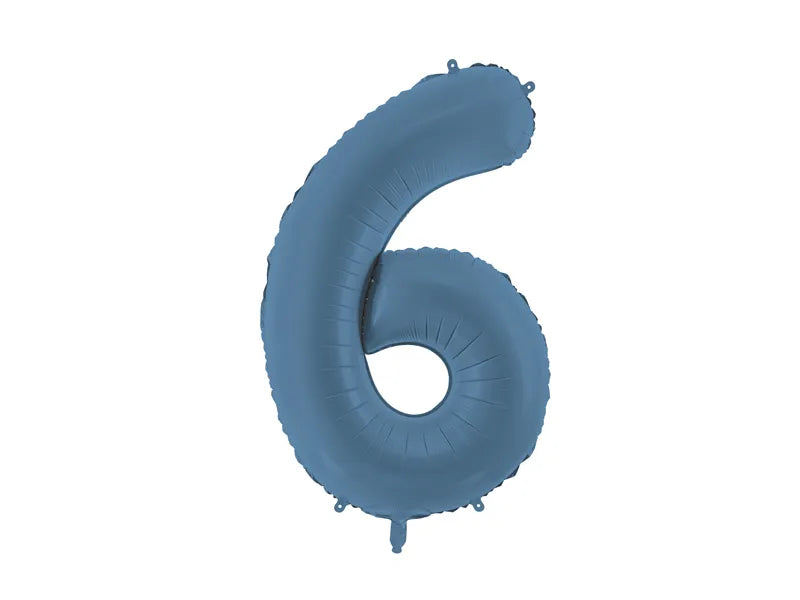 Balon na 6 lat Niebieski matowy pusty 86 cm