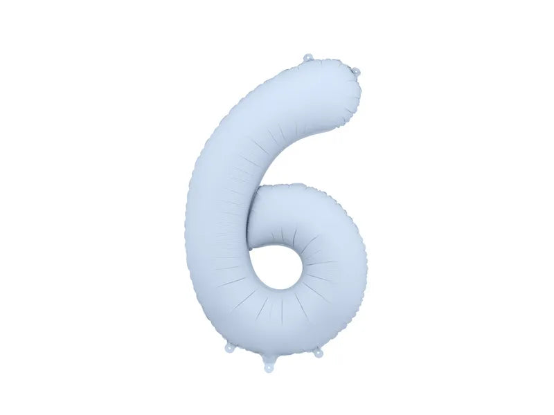 Balon z figurką na 6 lat jasnoniebieski matowy pusty 86 cm