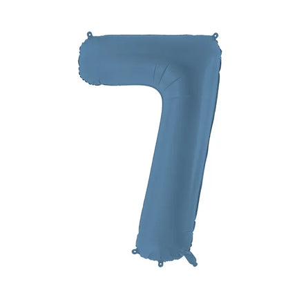 Balon foliowy na 7 lat Niebieski matowy pusty 86 cm