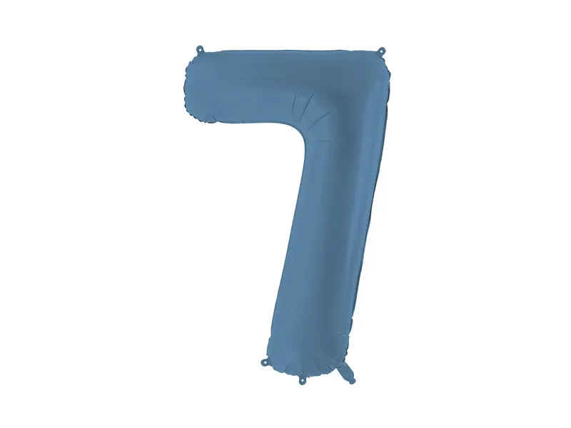 Balon foliowy na 7 lat Niebieski matowy pusty 86 cm