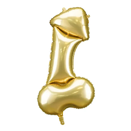 Balon z helem na penisa złoty pusty 55 cm