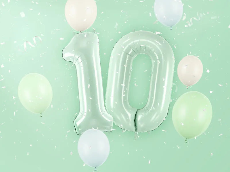 Balon z figurką 0 lat miętowo-zielony 72 cm