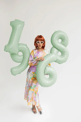 Balon z figurką na 1 rok miętowo-zielony 72 cm