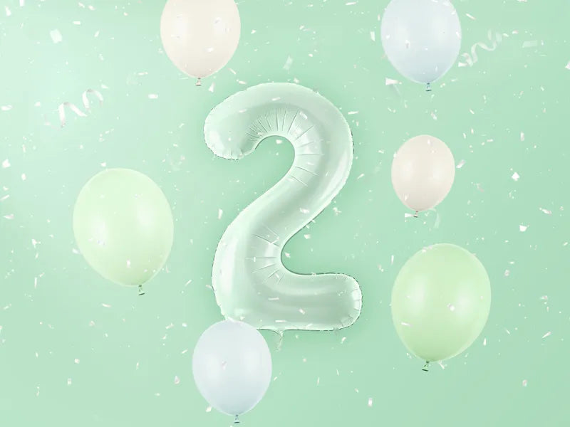 Balon z figurką na 2 lata miętowo-zielony 72 cm