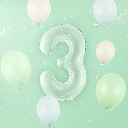 Balon z figurką na 3 lata miętowo-zielony 72 cm