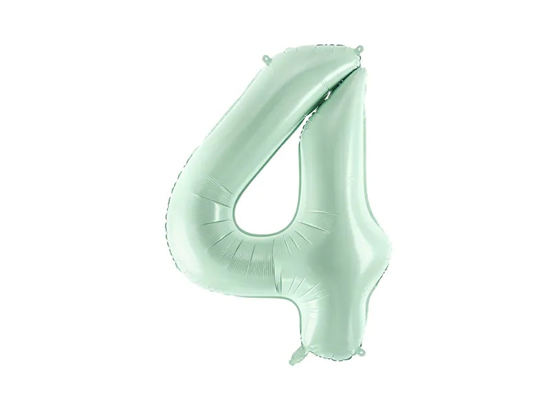 Balon z figurką na 4 lata miętowo-zielony pusty 72 cm