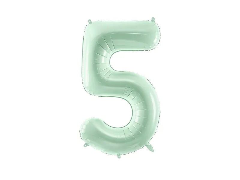 Balon z figurką na 5 lat miętowo-zielony pusty 72 cm