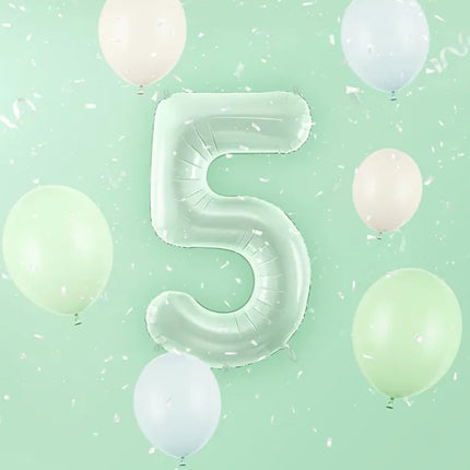 Balon z figurką na 5 lat miętowo-zielony pusty 72 cm