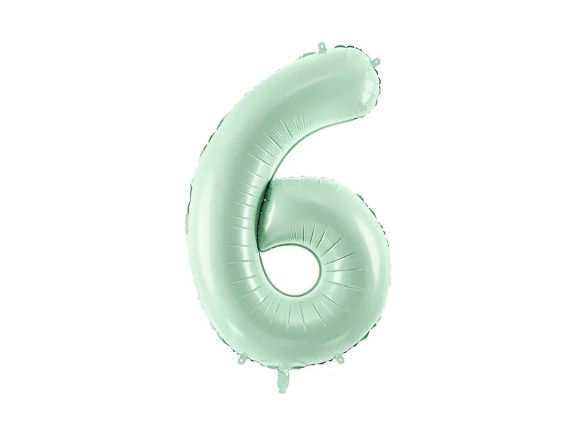 Balon z figurką na 6 lat miętowo-zielony pusty 72 cm