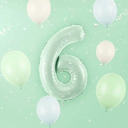Balon z figurką na 6 lat miętowo-zielony pusty 72 cm