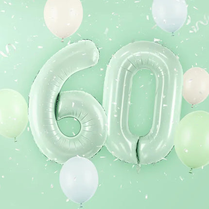 Balon z figurką na 6 lat miętowo-zielony pusty 72 cm