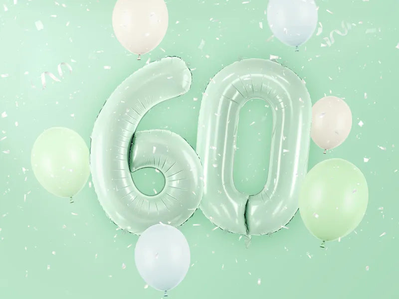 Balon z figurką na 6 lat miętowo-zielony pusty 72 cm
