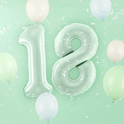 Balon z figurką na 8 lat miętowo-zielony pusty 72 cm