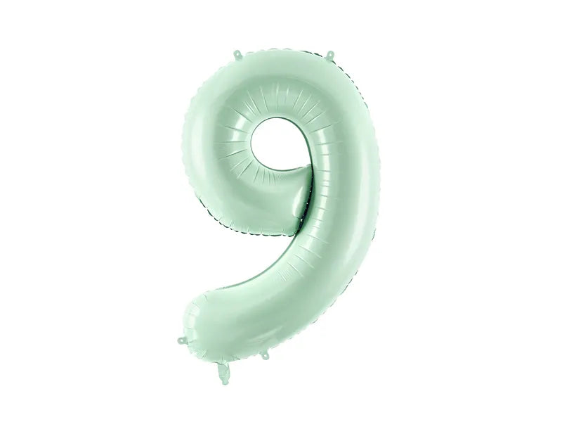 Balon z figurką na 9 lat miętowo-zielony pusty 72 cm
