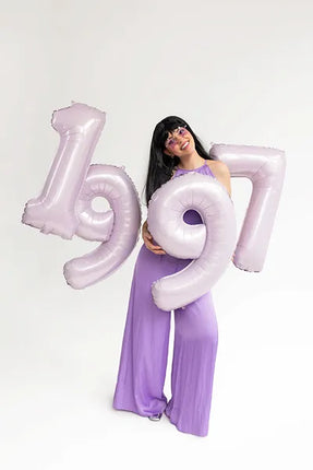 Balon z figurką na 9 lat fioletowy pusty 72 cm