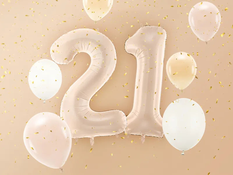 Balon z figurką na 2 lata beżowy 72 cm