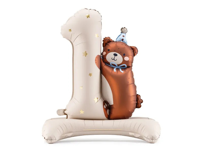 1 Rok Figurka Balon Niedźwiedź 81cm