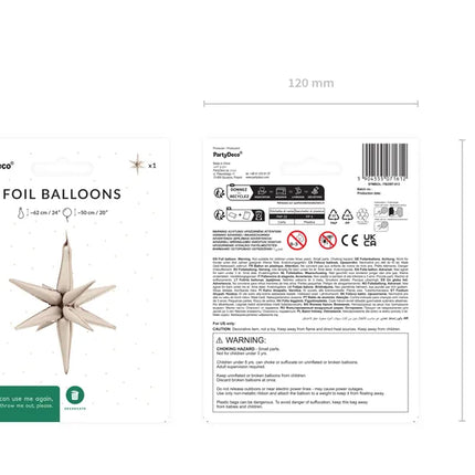 Balon gwiazda beżowy 50 cm
