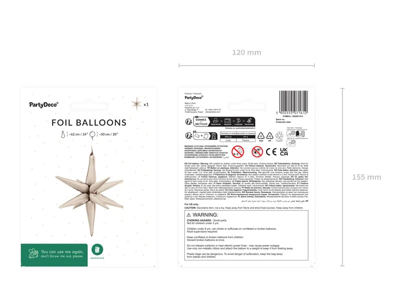 Balon gwiazda beżowy 50 cm
