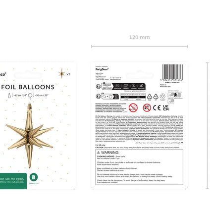 Balon gwiazda złoty 50 cm