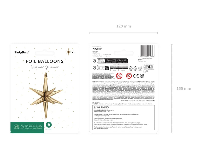 Balon gwiazda złoty 50 cm