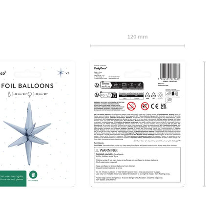 Balon gwiazda jasnoniebieski 50 cm