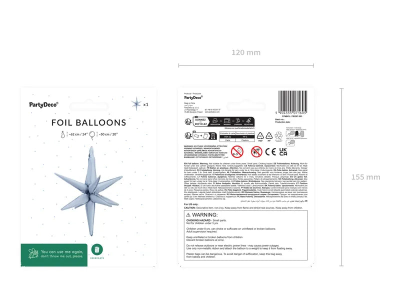 Balon gwiazda jasnoniebieski 50 cm
