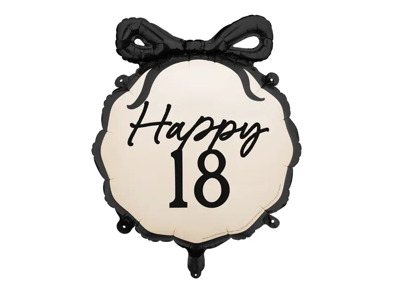 Balon helowy na 18 lat czarno-biały 53 cm