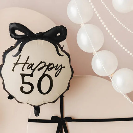 Balon helowy na 50 lat czarno-biały 53 cm