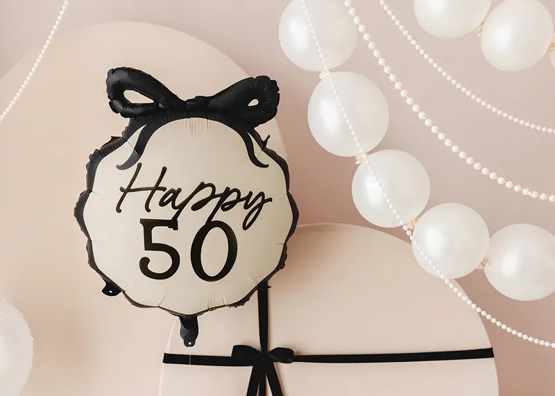 Balon helowy na 50 lat czarno-biały 53 cm