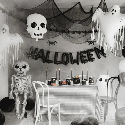 Balon helowy na Halloween Biała czarna czaszka pusty 41 cm