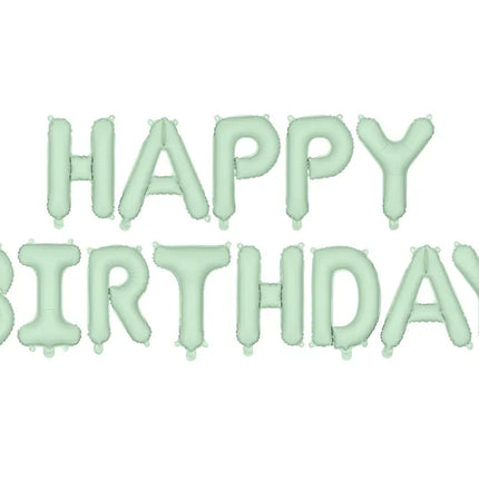 Balon z literą Happy Birthday miętowo-zielony 3,4 m