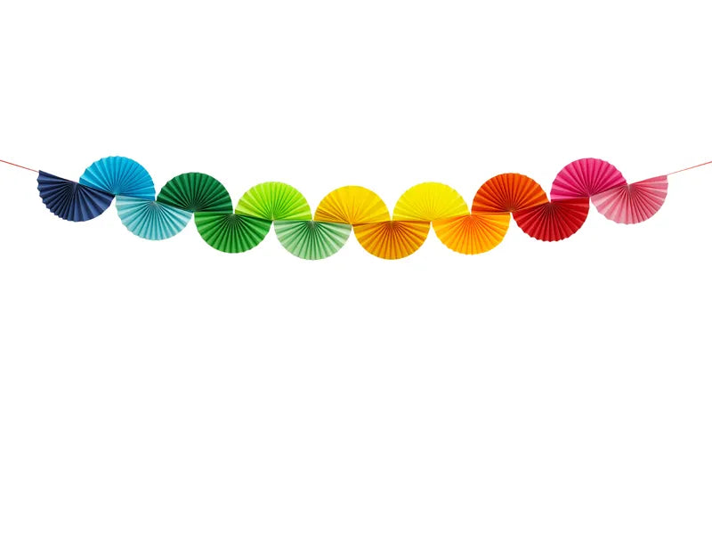 Wachlarze papierowe Rainbow Garland 2,5 m