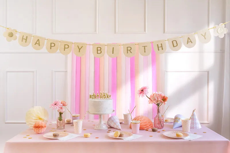 Girlanda z literami Happy Birthday Gold Pink 3m