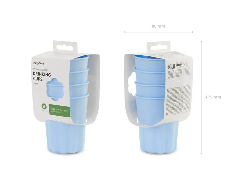 Niebieskie kubki plastikowe 220ml 4szt