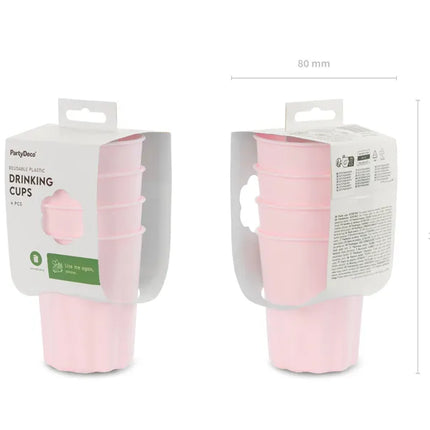 Różowe kubki plastikowe 220ml 4szt