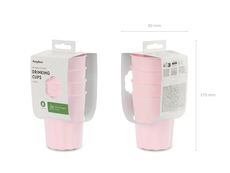 Różowe kubki plastikowe 220ml 4szt