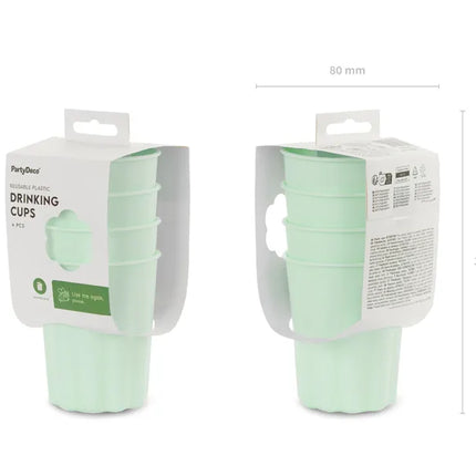 Turkusowe kubki plastikowe 220ml 4szt
