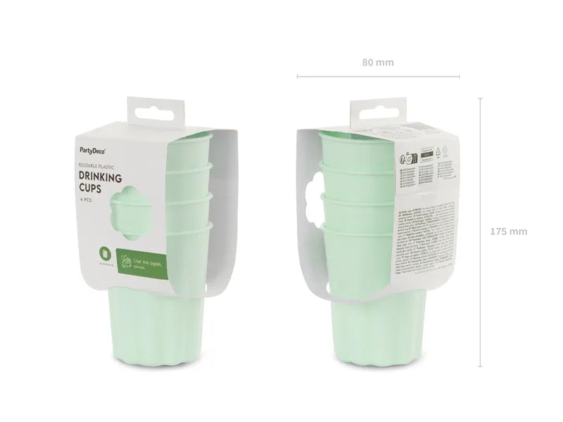 Turkusowe kubki plastikowe 220ml 4szt