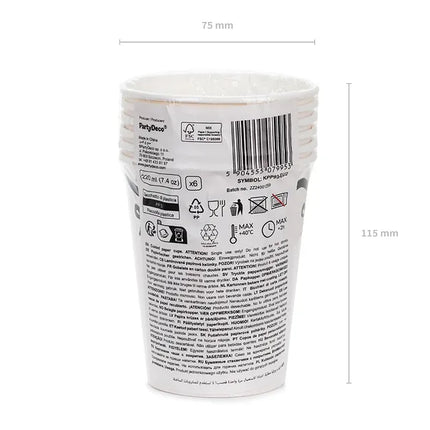 Czarno-białe kubki z kokardką 220 ml 6 szt