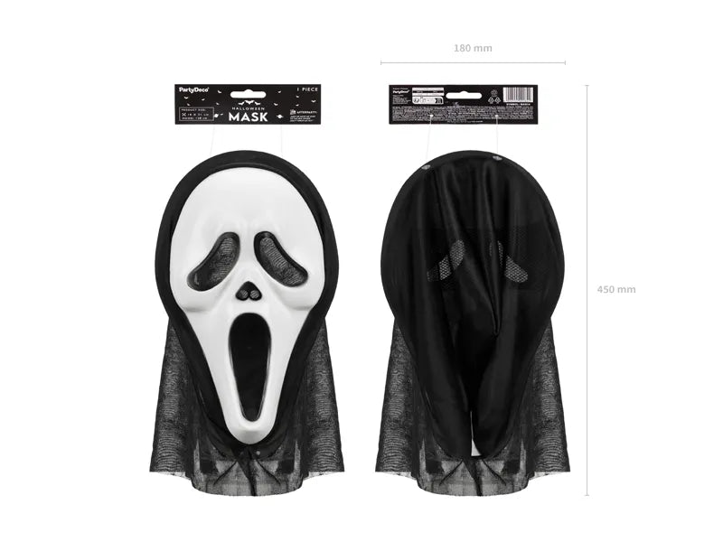 Halloweenowa maska z kapturem, 18x31cm, mix