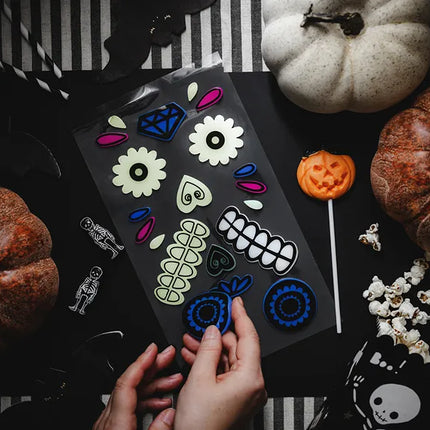Dia De Los Muertos Naklejki żelowe świecące w ciemności 2 szt