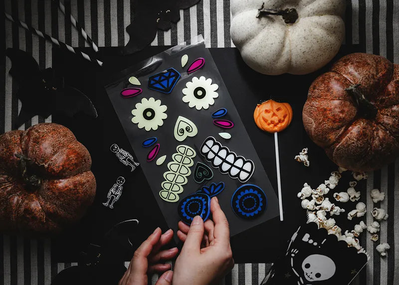 Dia De Los Muertos Naklejki żelowe świecące w ciemności 2 szt