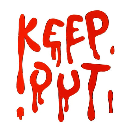 Naklejka na okno na Halloween Czerwony Keep Out 18cm