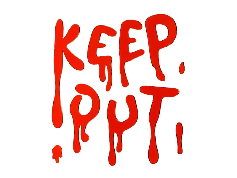 Naklejka na okno na Halloween Czerwony Keep Out 18cm