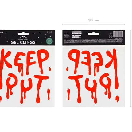 Naklejka na okno na Halloween Czerwony Keep Out 18cm