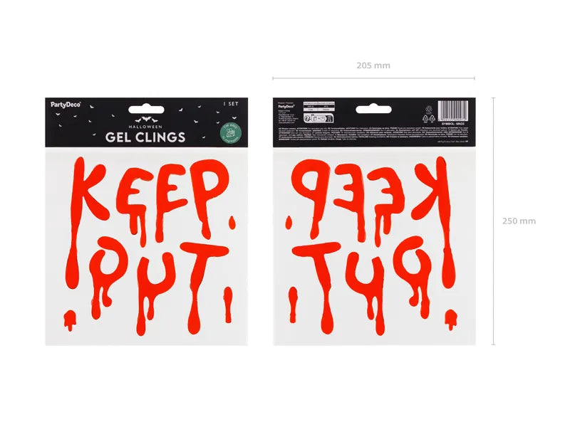 Naklejka na okno na Halloween Czerwony Keep Out 18cm
