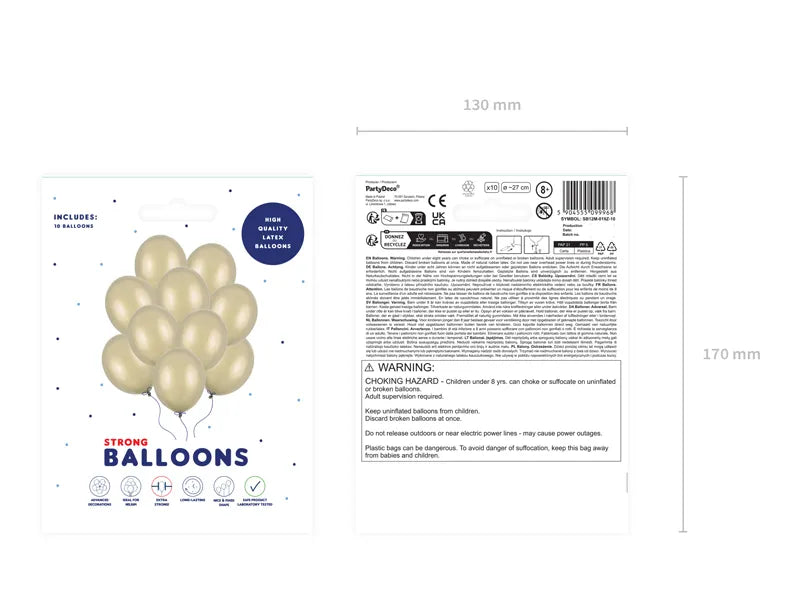 Balony złote metaliczne zimne złote 27cm 10szt