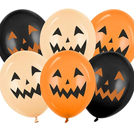 Balony na Halloween Czarne Pomarańczowe Dynie 30cm 6szt