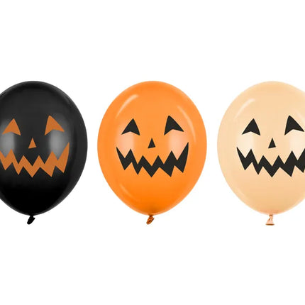 Balony na Halloween Czarne Pomarańczowe Dynie 30cm 50szt